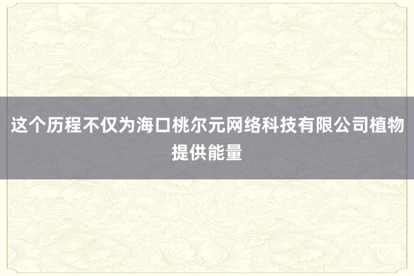 这个历程不仅为海口桃尔元网络科技有限公司植物提供能量